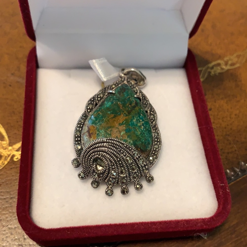 Vintage genuine  turquoise & silver 925necklaces . - Picture 5 of 9